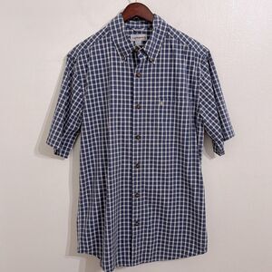 CARHARTT Mens Relaxed Fit Shirt Medium Blue Plaid Short Sleeve Button Up